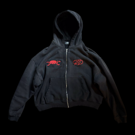 NUMB-SKULL DISTRESSED DOUBLE ZIP