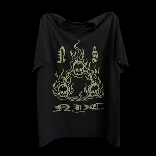 TRIP SKULL FLAME TEE [BLK]